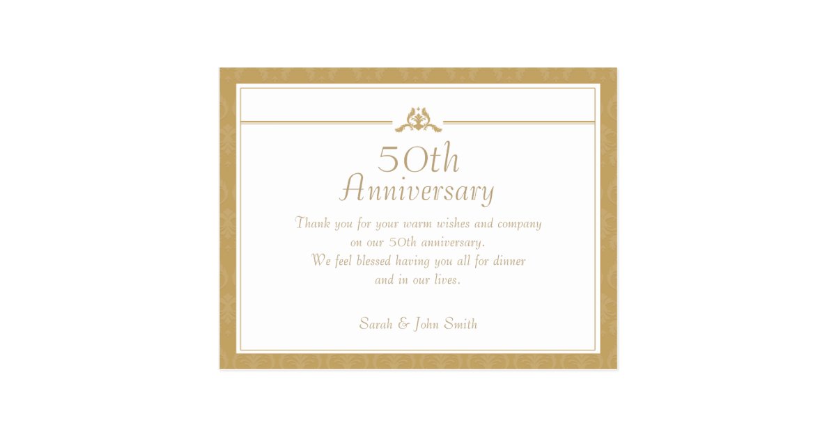 Gold Anniversary Thank You Postcard