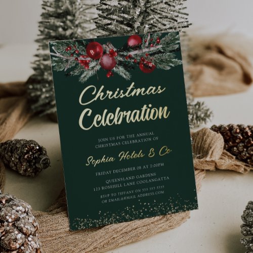 Gold Annual Christmas Gala Party Celebration Gold Foil Invitation