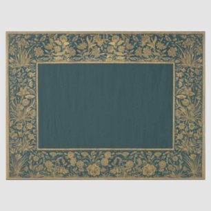 Gold Antique Floral Frame Decoupage Deep Teal Tissue Paper