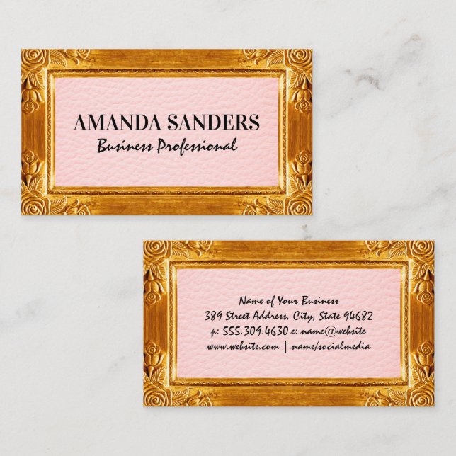 Gold Antique Frame | Leather Business Card (Front/Back)
