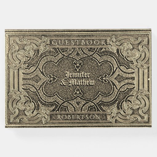 Gold Antique Look Guest Book | Zazzle