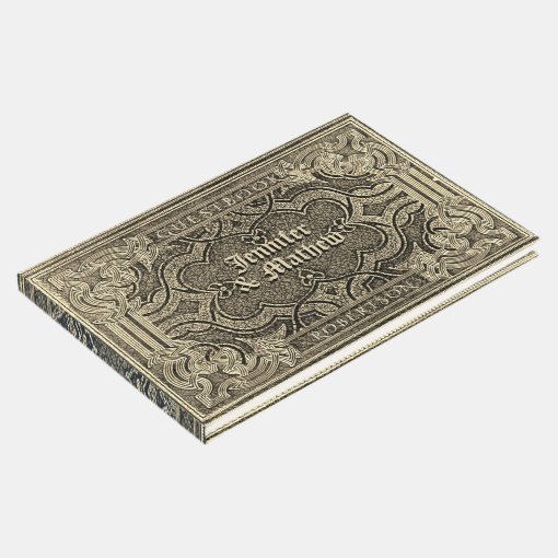 Gold Antique Look Guest Book | Zazzle