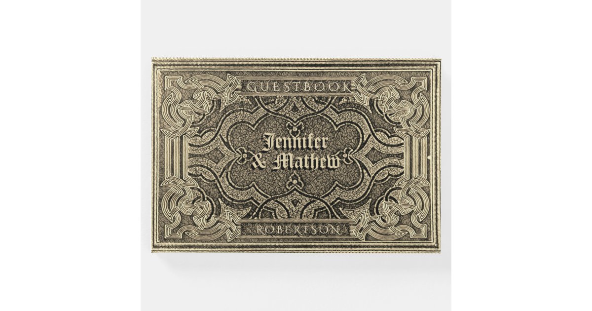 Gold Antique Look Guest Book | Zazzle