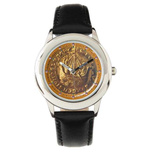 GOLD ANTIQUE SHIP ,GALLEON COIN  Wax Seal Watch (Front)