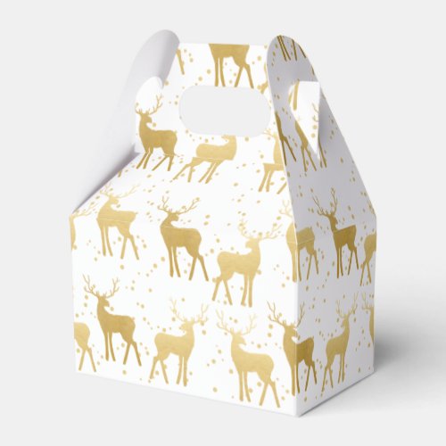 Gold Antler Stag Reindeer Holiday Pattern Favor Boxes