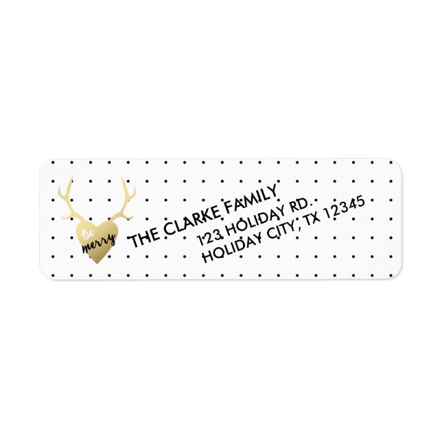 Gold Antlers | Holiday Return Address Label (Front)