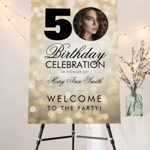 Gold ANY AGE Birthday Party Glitter Lights Foam Board