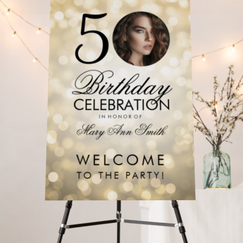 Gold ANY AGE Birthday Party Glitter Lights Foam Board
