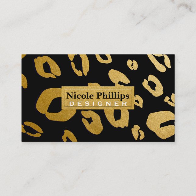 Gold & ANY COLOR Leopard Cheetah Business Card (Front)