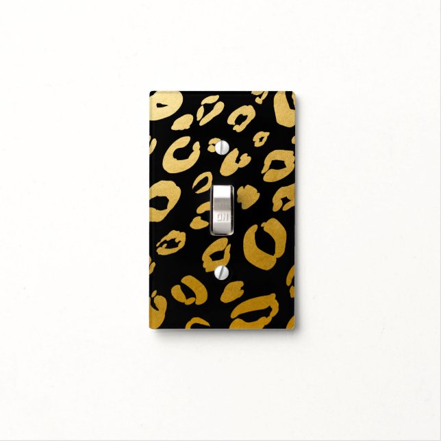 Gold & Any Color LEOPARD Print Light Switch Cover (In Situ)