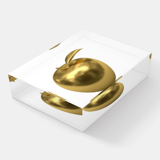 Gold Apple Paperweight (Angled)