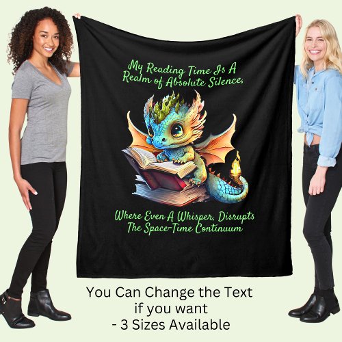 Gold Aqua Baby Dragon Warning Reading Book Voice Fleece Blanket