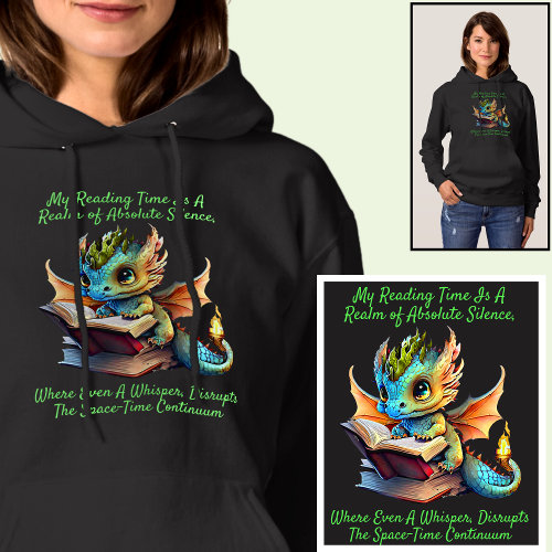 Gold Aqua Baby Dragon Warning Reading Book Voice Hoodie