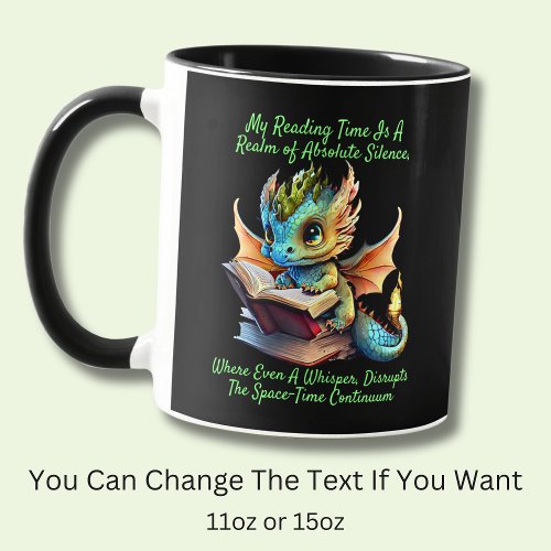 Gold Aqua Baby Dragon Warning Reading Book Voice Mug