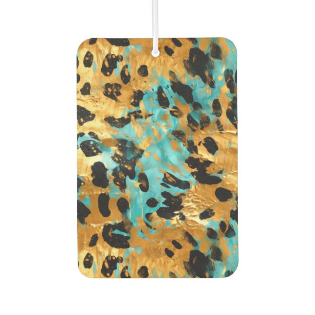 Gold Aqua Black Leopard Animal  Air Freshener (Front)
