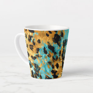 Gold Aqua Black Leopard Animal  Latte Mug