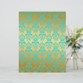 Gold, Aqua Blue Damask Pattern 2 (Standing Front)