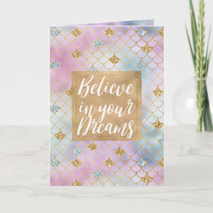 Gold Aqua Glitter Dream Purple Blush Mermaid       Card