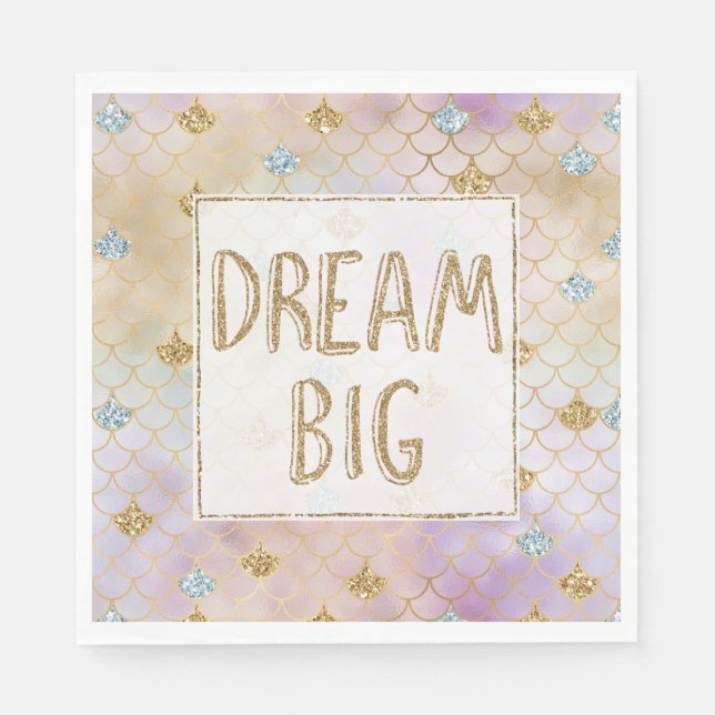Gold Aqua Glitter Dream Purple Mermaid         Napkins (Front)