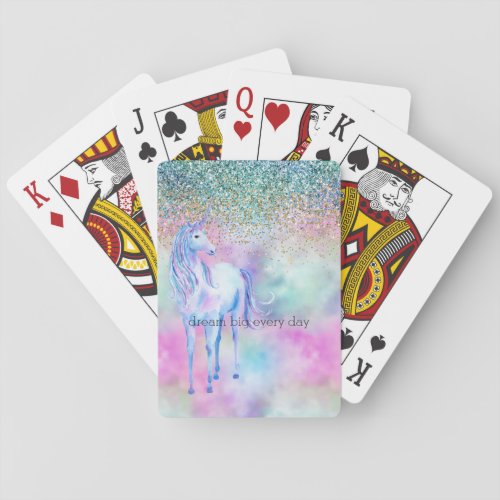 Gold Aqua Glitter Purple White Unicorn Sparkle    Playing Cards