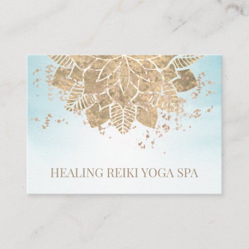  Gold Aqua Glitter Yoga Spiritual Mandala Reiki Business Card