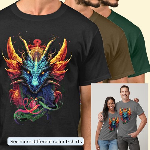 Gold Aqua Red Dragon T_Shirt