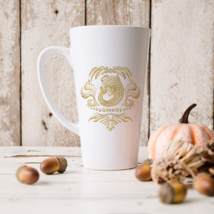 Gold Aquarius Astrology Zodiac Sign   Monogram Latte Mug