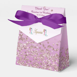 Gold Aquarius & Rose Gold Glitter Birthday Favor Boxes