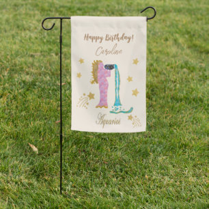 Gold Aquarius Zodiac Birthday Garden Flag