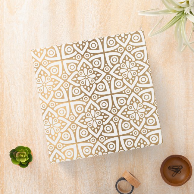 Gold Arabic Geometric Pattern 3-Ring Binder  (In Situ)