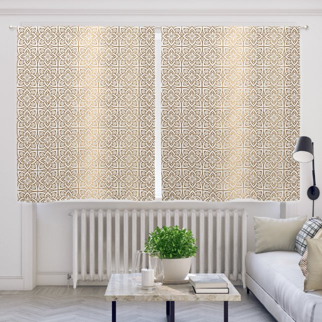 Gold Arabic Pattern Blackout Curtains – Elegant (Living Room)