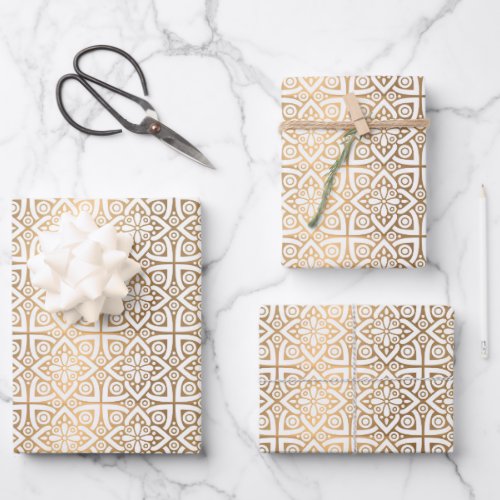 gold  arabic pattern wrapping paper sheets