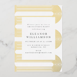 Gold Arch Border Modern Graduation Party Elegant Foil Invitation