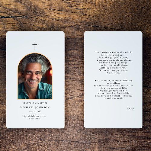Gold Arch Catholic Photo Funeral Prayer Card