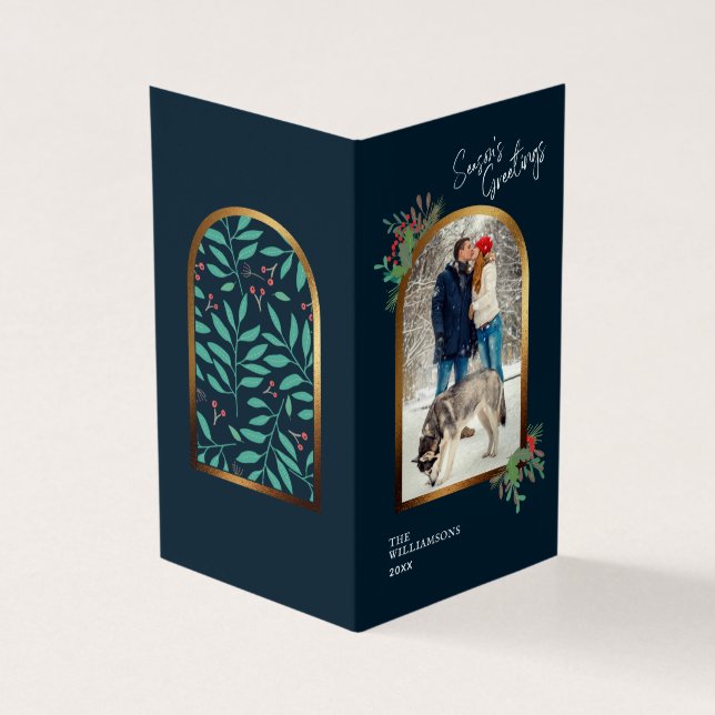 Gold Arch Custom Photo Seasons Greetings Christmas (Outside)
