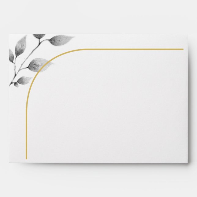 Gold Arch Eucalyptus Black White Wedding Envelope (Front)