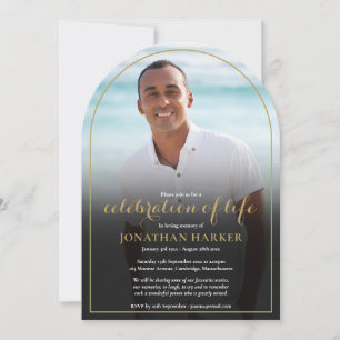 Gold Arch Funeral Photo Celebration of Life Invitation