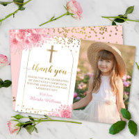 Gold Arch Pink Floral First Holy Communion Photo