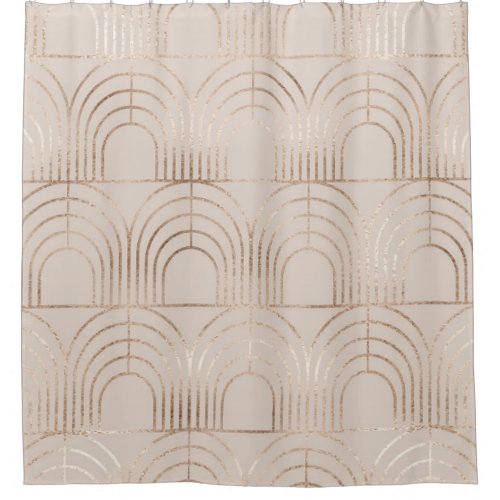 Gold Arch Tiles Art Deco Shower Curtain