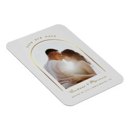 Gold Arched Frame Wedding Photo Save The Date Magnet