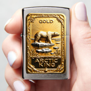 Gold Arctic King Polar Bear Zippo Lighter