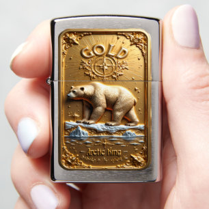 Gold Arctic King Polar Bear Zippo Lighter