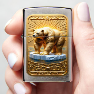Gold Arctic King Regal Polar Zippo Lighter