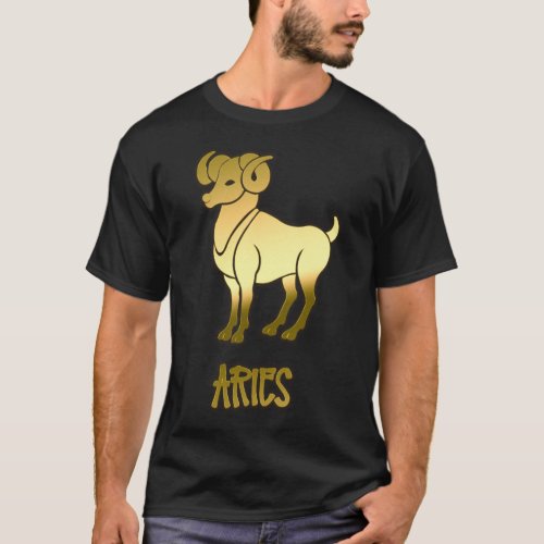 Gold Aries Astrology Horoscope Zodiac Sign T_Shirt