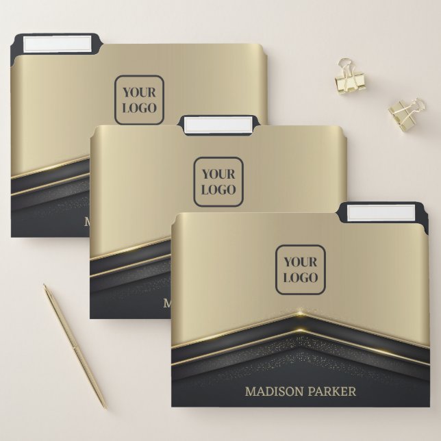 Gold Arrow On Black And Beige  File Folder (Set)