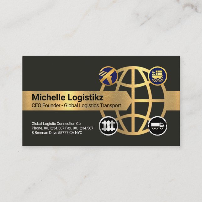 Gold Arrowhead Global Logistic Orbits Business Card (Front)