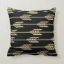 Gold Arrows on a Black Background Throw Pillow