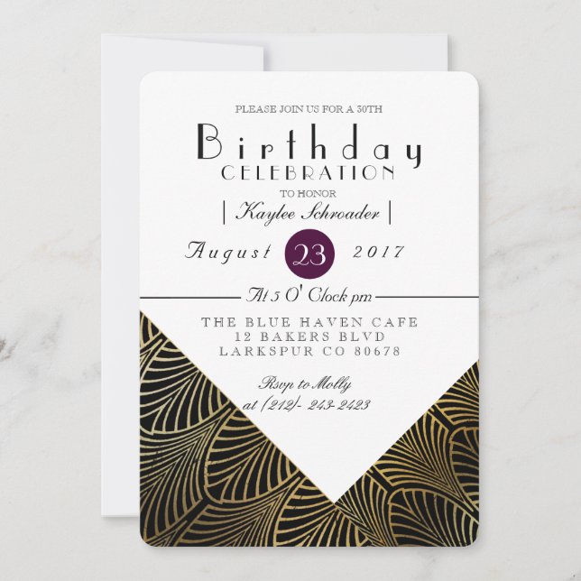 Gold Art Deco 1920's | Birthday Party Invite (Front)