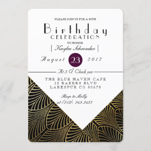 Gold Art Deco 1920's Birthday Party Invite