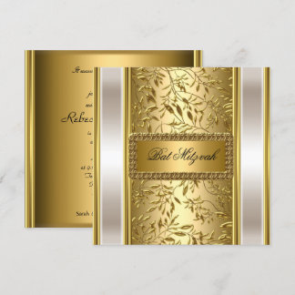 Gold Art Deco Bat Mitzvah  Invitation